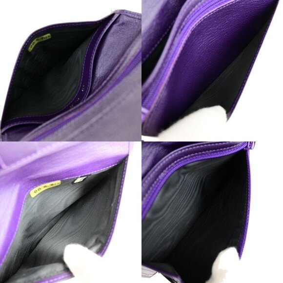 CHANEL CC Logo Bifold Wallet Leather Purple GHW Made in France 79RK703 - Picture 11 of 16